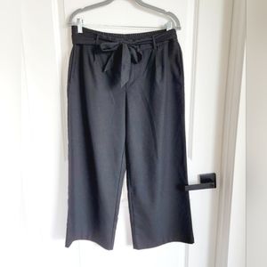 Zara Trafaluc Wide Leg Belted Heavyweight Cropped Culotte Pants Sz L